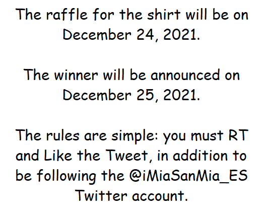 iMiaSanMia_ES's tweet photo. These are the rules to win the shirt.

Remember: RT, like, and make sure you’re following us for a chance to win! https://t.co/CVouFm6jkp
