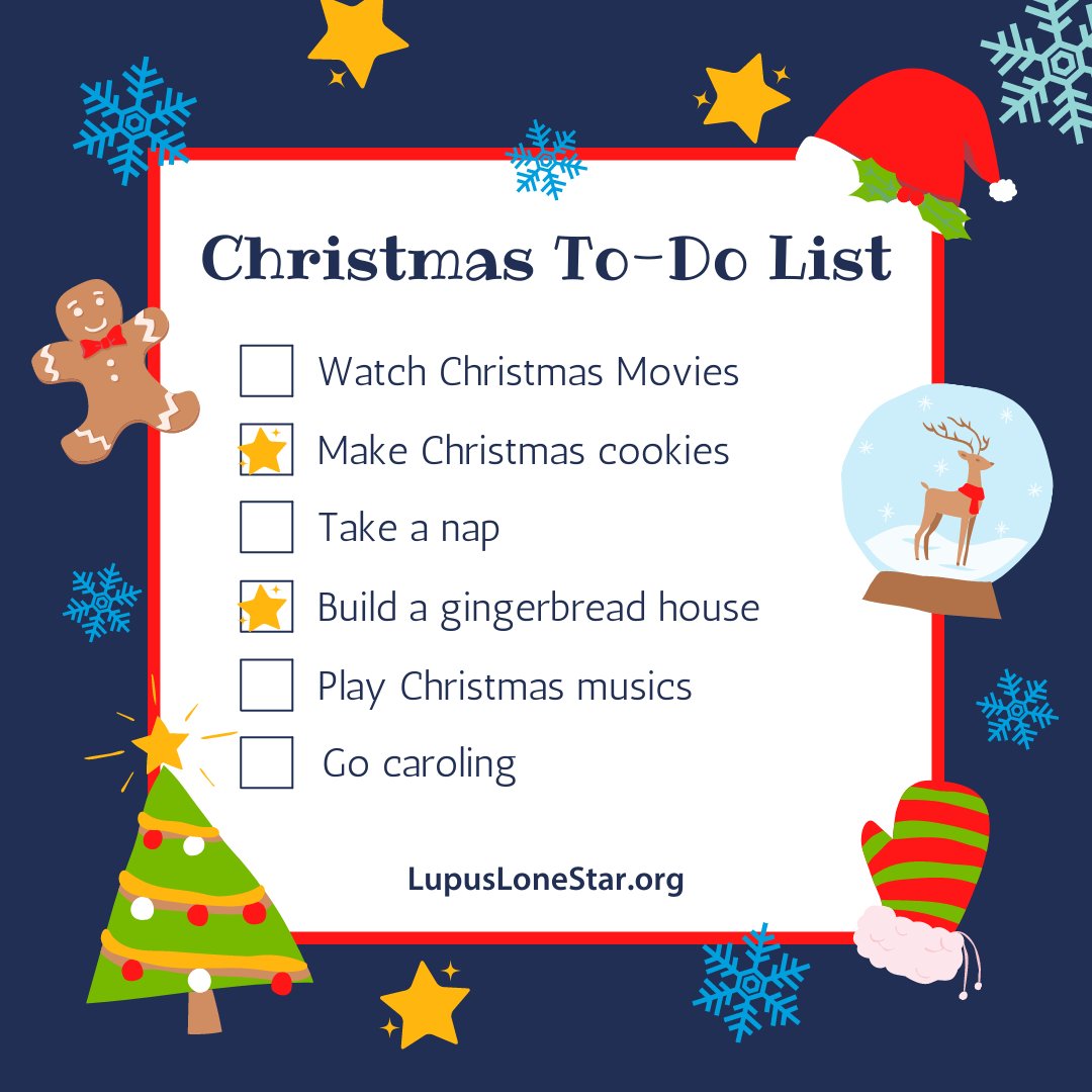 LupusLoneStar's tweet photo. Do you have a traditions your like to do each year? Let us know in the comments!
#LFALS #lupuslonestar #lupus #christmastraditions #traditions #makecookies #gingerbreadhouse #caroling #takeanap https://t.co/sjNrAxHmOb