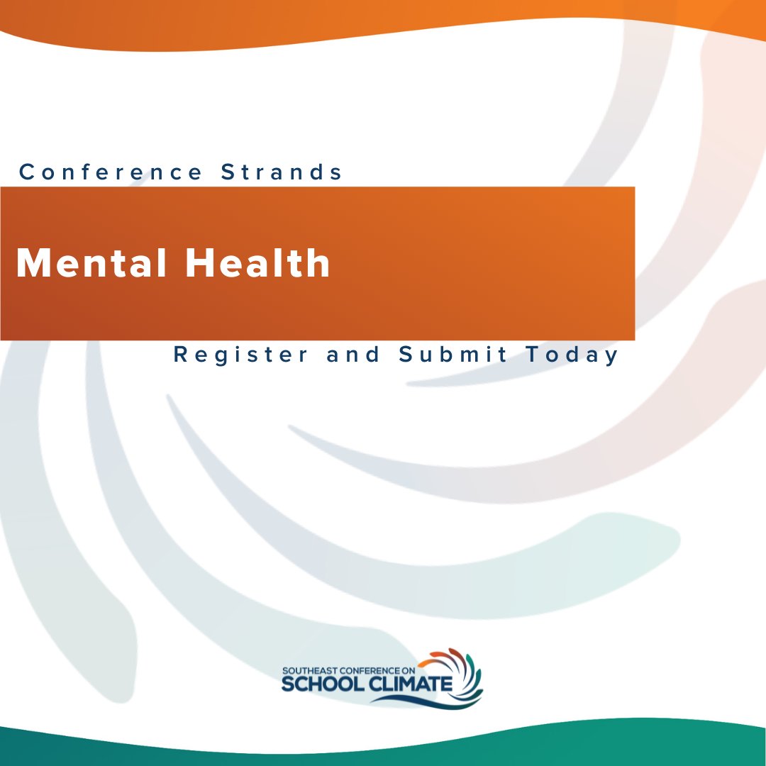 SESchoolClimate's tweet photo. Our Conference Strands: Mental Health (2/6)

This strand helps identify students with behavioral health needs, develop evidence-based practices, and learn to connect with clinicians to improve student outcomes.

Learn more and submit your proposal: https://t.co/YU1IqHmaqR https://t.co/95B3himYTf