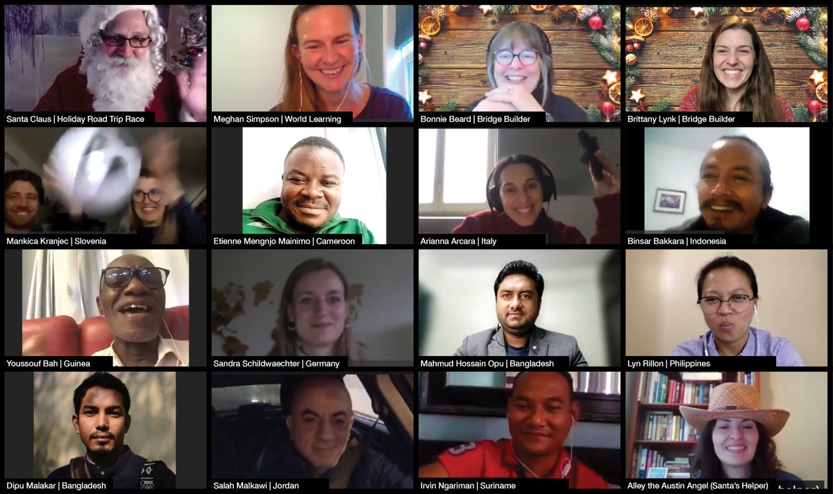 WorldLearning's tweet photo. Participants in our #IVLPGlobalMoment virtual project joined Santa for a holiday road trip around the U.S.! Explore the work of our phenomenal photojournalists and sign up to join a virtual gallery presentation at https://t.co/ShDTIljWLR. @StateIVLP #IVLP https://t.co/vE6qP8D4NR