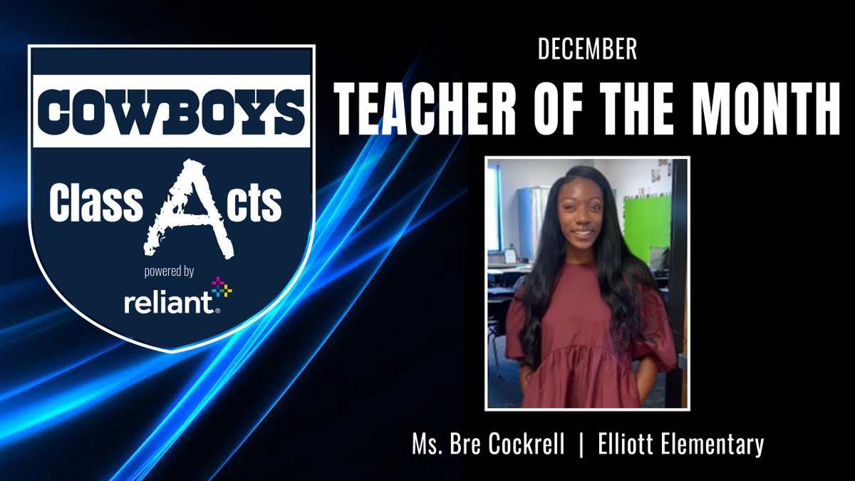 ⭐️ Congrats to Ms. Bre Cockrell from @friscoisd for being recognized as our December Teacher of the Month. Ms. Cockrell is our 4th teacher to be honored though our Class Acts Program powered by @reliantenergy for her tremendous work  at Elliott Elementary School! #ReliantGives ⭐️