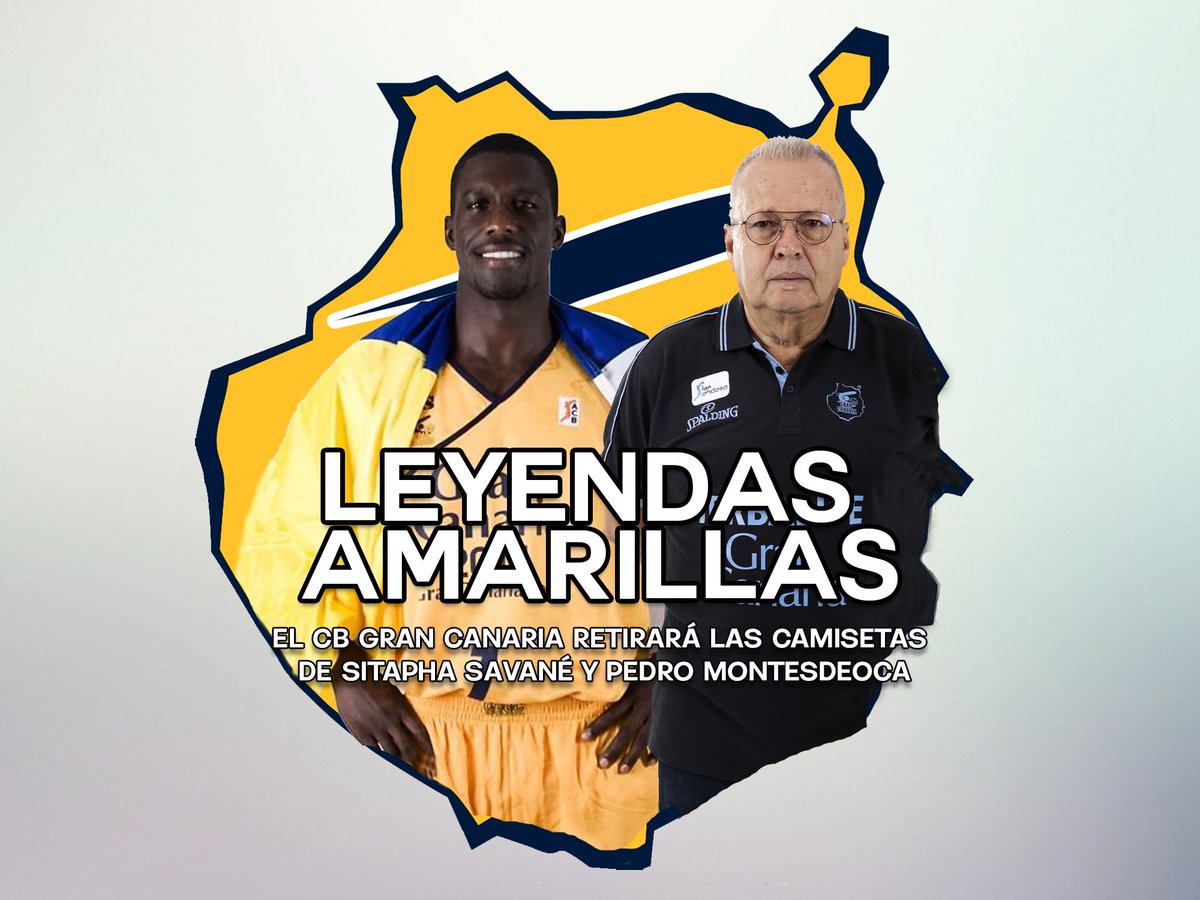 GranCanariaCB's tweet photo. 📝 NOTICIA | El Club Baloncesto Gran Canaria retirará las camisetas de Sitapha Savané y Pedro Montesdeoca.

▪ Ambos actos de retirada tendrán lugar en sendos partidos de esta temporada 21/22. 

👀 https://t.co/9H1Gv12LIw https://t.co/jlpAmhfqz2