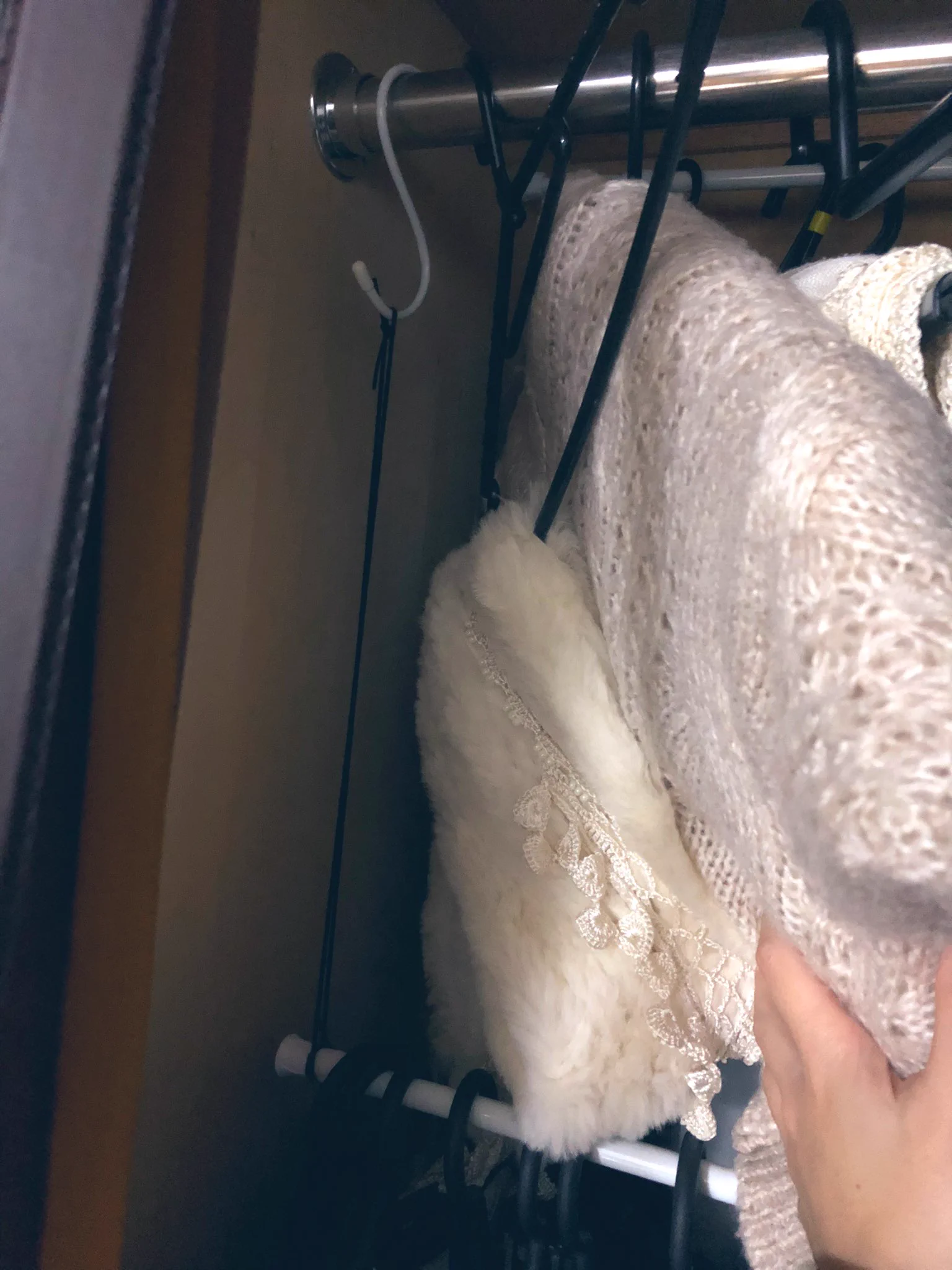 うちの上位互換だ。カバンとか重いものかけるならしっかりしたの欲しいな……。  
