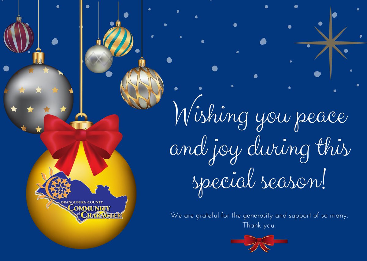 Orangeburg County Community of Character wishes you peace and joy during this holiday season and always ...