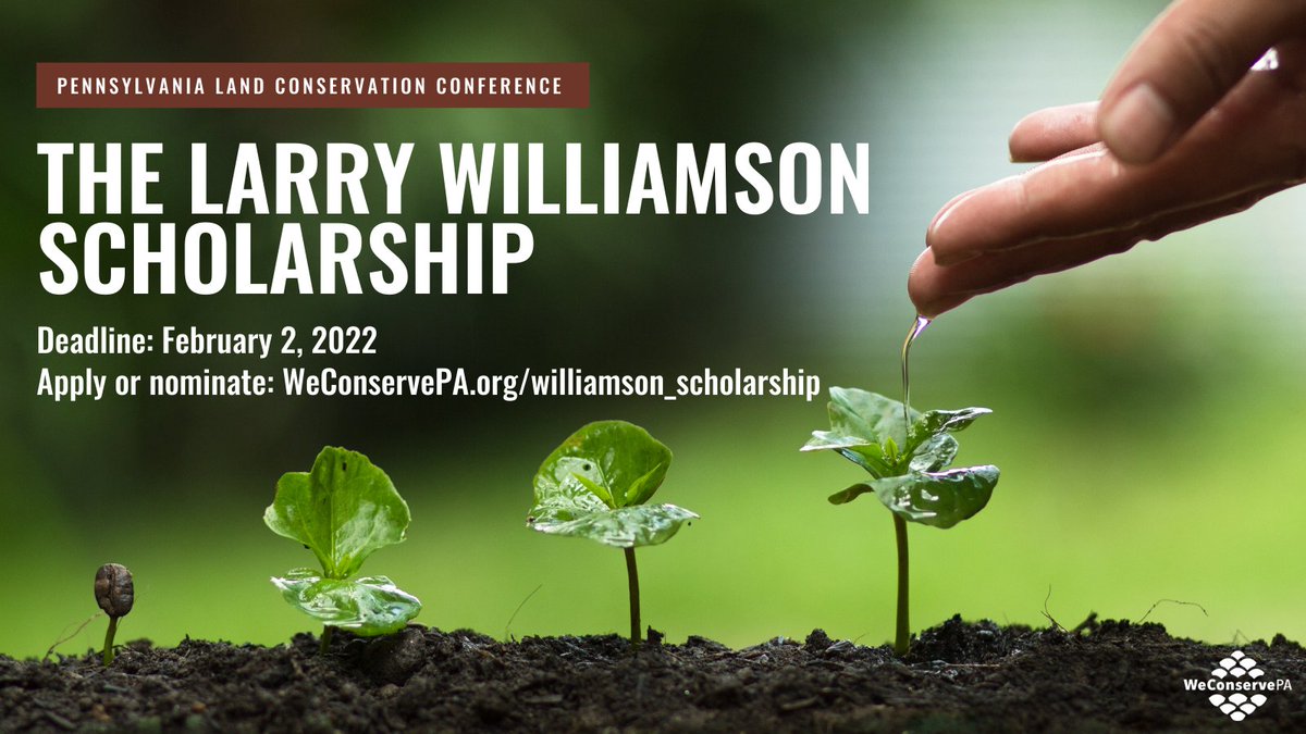 WeConservePA's tweet photo. The scholarship awards one to two undergraduate students per year the opportunity to attend the Pennsylvania Land Conservation Conference.
⏰ Apply or nominate by February 2 ⏰ ⤵️
https://t.co/uC7LW7rIA1
#PLCC22 https://t.co/73hxRtBrF3