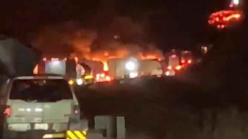 PSoregi's tweet photo. TRAFFIC ALERT: I-94 is closed in both directions in Wisconsin because of a massive pileup involving 105 vehicles there lots heavy smoke and fire. Eastbound lanes are closed from exit 88 Highway 10 in Osseo and Westbound lanes are closed at Highway 12 exit 115 in Black River Falls https://t.co/7055u0q1Sm