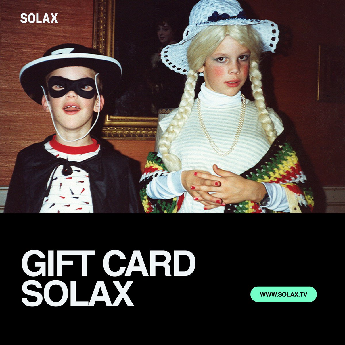 GIFT CARD SOLAX 
Regalá el mejor cine de solax.tv 

◾️Podes elegir suscripciones de regalo de tres meses y seis meses .

◾️Ingresá a solax.tv/tienda/

▶️Regalá una suscripción para ver las mejores películas de los festivales de cine del mundo.
