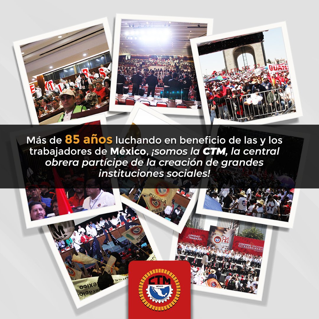 CTM_MX's tweet photo. Con Unidad y Trabajo, somos la @CTM_MX, la central obrera más grande y fuerte de México.👷🇲🇽👷 https://t.co/2sZ8XnTqZH