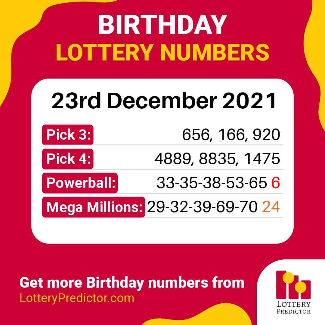 Birthday lottery numbers for Thursday, 23rd December 2021
#lottery #powerball #megamillions
https://t.co/GV5v1hMqB6 https://t.co/GIWhH1uxUE