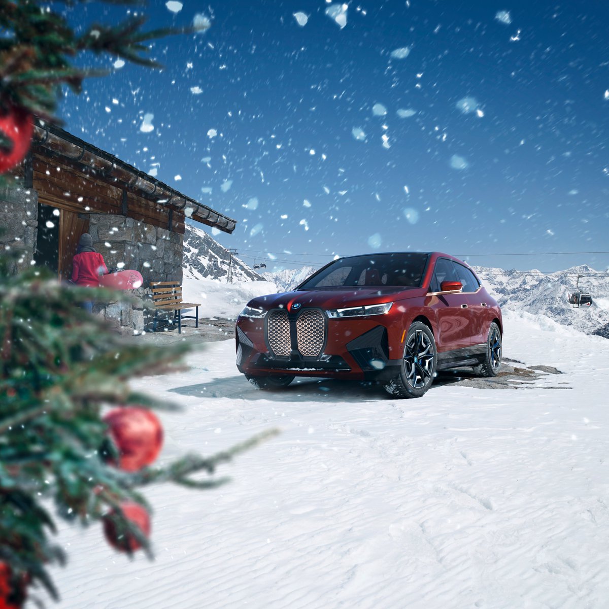 BMWUSA's tweet photo. Make every holiday season electric. The confirmed single charge range of the #i4 gets you up to 301 miles* and the #iX gets you 324 miles.* https://t.co/KN4M2kbvfv https://t.co/LN9y272QTw