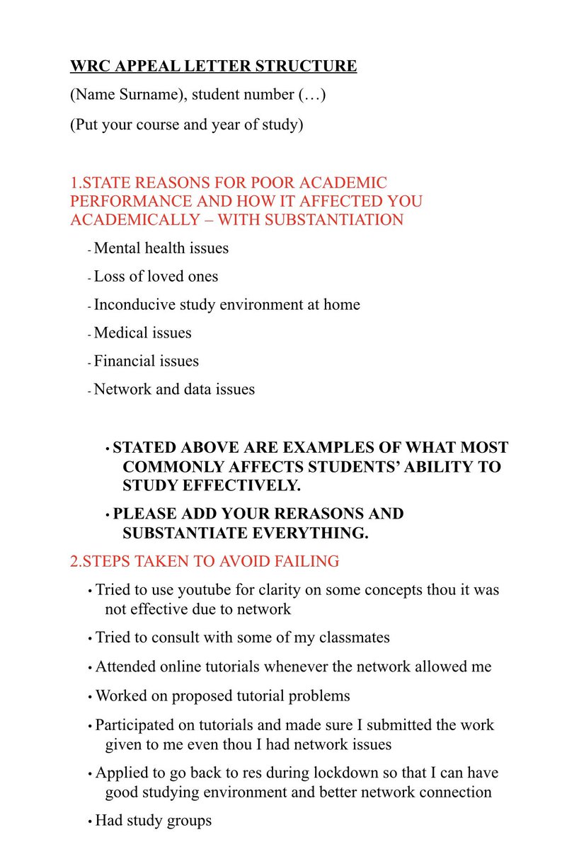 Wits_SRC's tweet photo. Here is an example of how a WRC APPEAL LETTER should be structured! https://t.co/dWPQ5dphlx