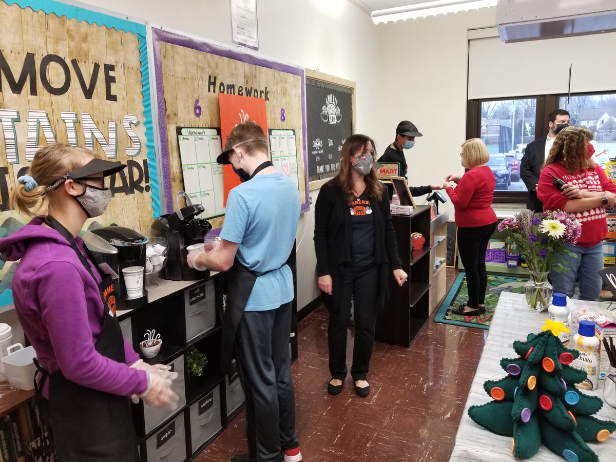 AmherstMiddle's tweet photo. Amherst Central Perk staff coffee shop opened to rave reviews yesterday in Mrs. Goldman's class during Homebase. Open once a month, students are staffers in their very own coffee shop - unpaid, of course, but learning real life skills of customer service &amp; working the register. https://t.co/YYO1QS1Fcl