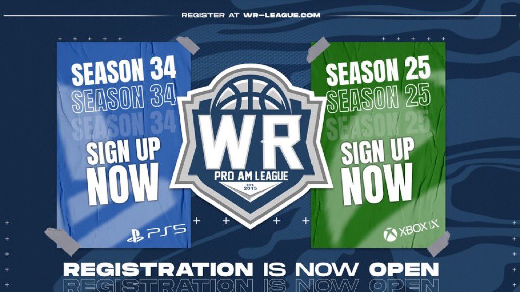 WRProAmLeague's tweet photo. Round 1 #WROpen 🏆 BO1 – Starts 12/23 8:00 AM

- No advances on 12/24 or 12/25

You can play early. Captain twitter on team pages ▶️ https://t.co/zFsgRoZnp3 

PS5 SZN 34 ▶️ https://t.co/iu7IjlCo7c

XBOX SZN 25 ▶️ https://t.co/KC32epE93o

@UnifiedProAm | #NBA2K22 https://t.co/eHPVpKEvkF