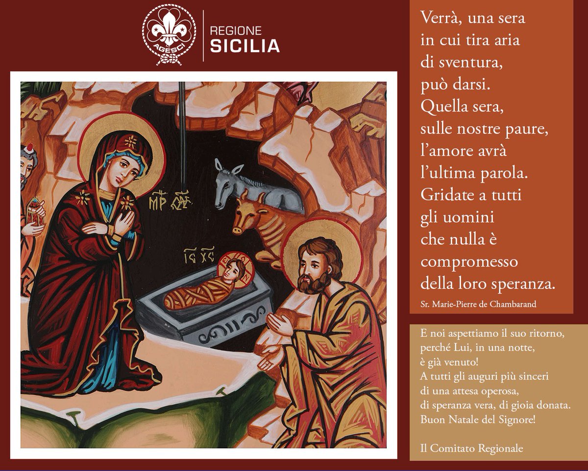 "Andarono senza indugio,
e trovarono Maria e Giuseppe e il Bambino,
adagiato nella mangiatoia" 🌠 
Lc 2,16

#agesci #siciliascout #agescisicilia #scautismo
#buonnatale2021