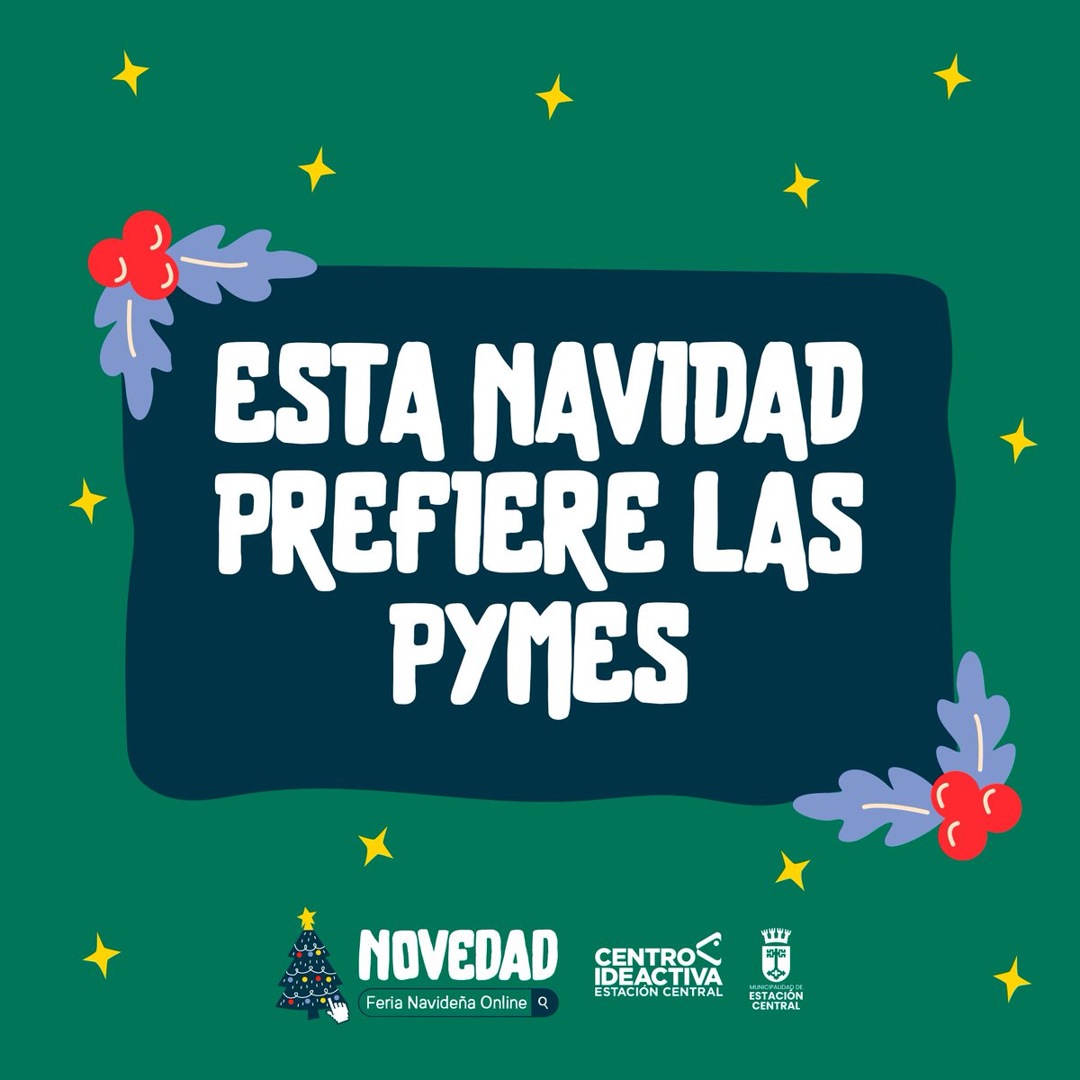 🎁¡Esta Navidad prefiere las pymes!

Haz regalos únicos, hechos a mano y cariño. ¡Aprovecha de hacerlo online, sin filas y seguro!✨

Compra en la Feria Navideña Online Novedad! pasa por el link de nuestro perfil.

Esta Navidad regala cariño en un click! 💚🖱️ #EstaciónCentral