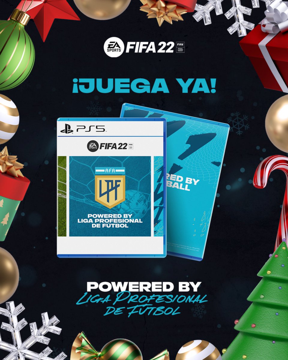 LigaAFA's tweet photo. ¡Jugá #FIFA22 en esta Navidad para tener un momento único dentro de la cancha y descargá nuestra portada personalizada! https://t.co/0s0x3CtbAG
#PoweredByLPF https://t.co/uLeHbAO2t0