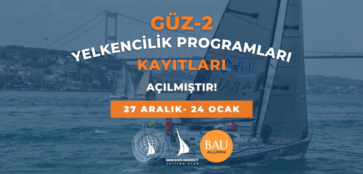 📢 BAU Uluslararası Yelken Kulübü tarafından organize edilen Yelkencilik Programları Güz Dönemi kayıtları başladı! ⛵️

📌Başvuru için; forms.gle/fesS5TJw5Nns8f…