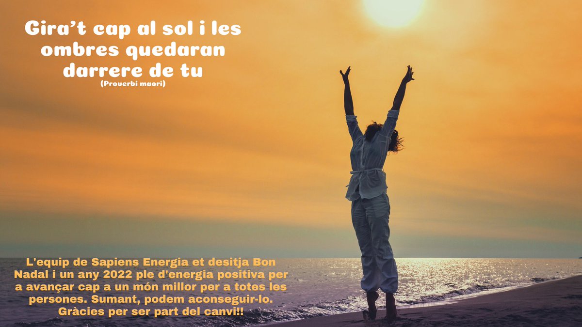 El canvi és possible i és a les nostres mans. Continuem mirant al Sol per a omplir el món d'energia positiva, energia sostenible, neta i inclusiva...produïda i gestionada per i per a les persones.
Bones festes i un any 2022 immillorable!!!
sapiensenergia.es