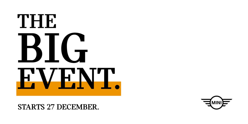 StaffordMINI's tweet photo. The #BIGEVENT is coming soon, and you are not going to want to miss it! Find hundreds of approved used cars with great savings, plus all the help and advice you need to make the best choice for you. Starts 27th December 2021. https://t.co/cEZVDN1avY