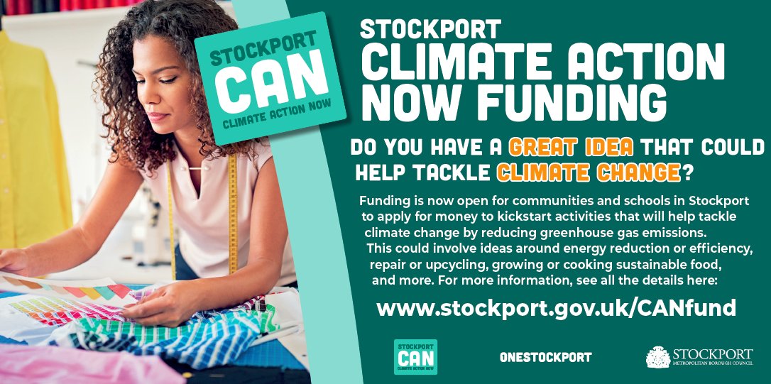 Do you have a great idea that could help tackle climate change? Funding is now open for communities and schools in Stockport to apply for money to kickstart activities that will help tackle climate change. Read more: orlo.uk/SoCf2 Apply: orlo.uk/i6gll