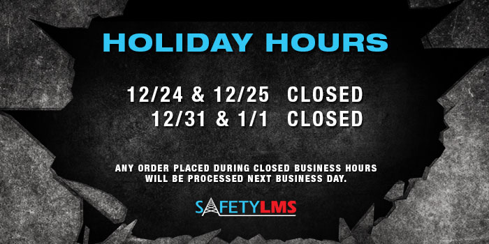 Safety_LMS's tweet photo. Friendly reminder, in observance of Christmas and New Years, Safety LMS will be closed Friday 12/24, Saturday 12/15, Friday 12/31 and Saturday 1/1. https://t.co/lMUc5jn2b3