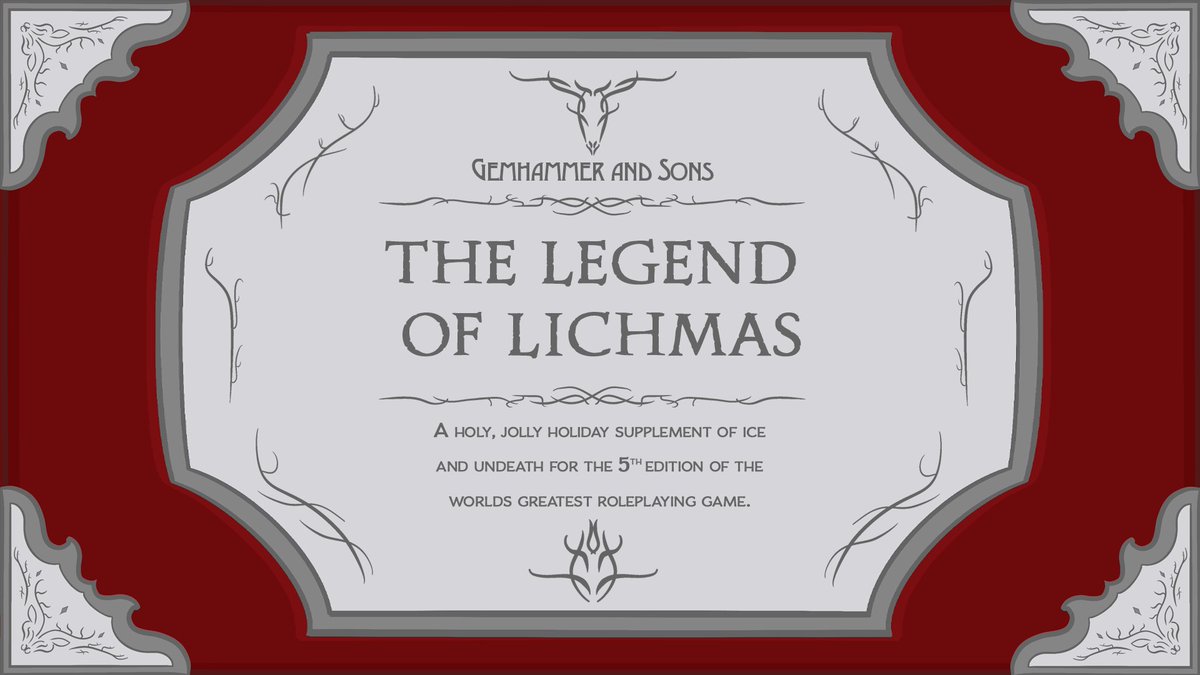 GemhammerGaming's tweet photo. For those of with a holiday session still ahead of you. The Legend of Lichmas and Lichmas Feast are available to download from the Gemhammer Shop. Get The Legend of Lichmas today and get Lichmas Feast for free until the 31st!
https://t.co/o7gC6loYwk
#dnd #dnd5e #lichmas #sale https://t.co/ArBrP2bhJk
