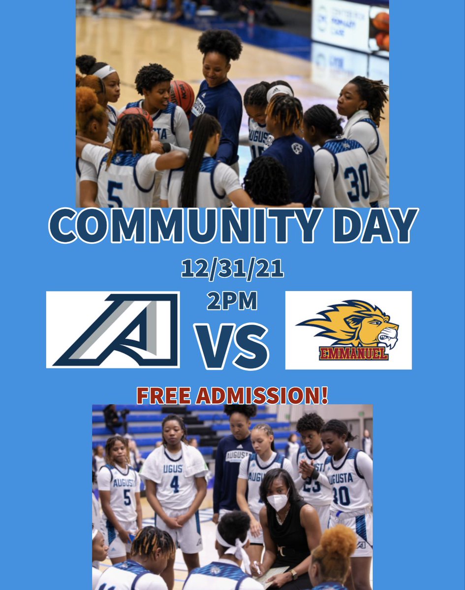 2 Days until Christmas‼️ A little 🎁 from the Augusta University Women’s Basketball Team‼️ Friday, December 31st at 2pm come watch your JAGS! FREE ADMISSION TO ALL‼️ We would love to have you!💙 Go Jags 🏀