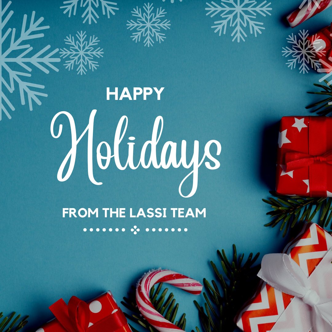 The_LASSI's tweet photo. Happy Holidays! Wishing you a wonderful holiday season!⁣ 
⁣
Our office will close Fri (12/24) at noon &amp; reopen on Mon (1/3). ⁣
⁣
*For non-urgent matters, please leave a message &amp; we will return your call. For urgent matters, please call 317.660.4900 and listen for the prompt. https://t.co/IMWFW8q7aU