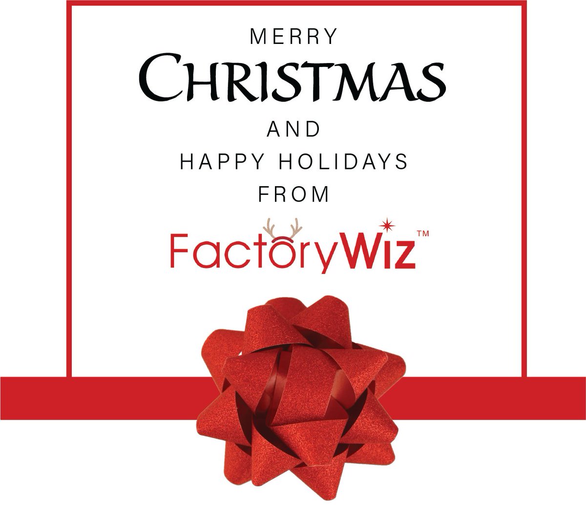 FactoryWiz's tweet image. We would like to wish you and your loved ones a very Merry Christmas and Happy Holidays!

The FactoryWiz offices will be closed December 24th, 31st and Jan 3rd.

#merrychristmas #happyholidays #happynewyear #manufacturing