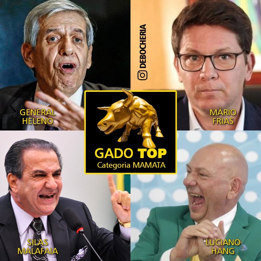 debocheria's tweet photo. Neste ano de 2021, criamos o prêmio GadoTOP, que vai eleger os bolsogados mais top do Brasil. Quem elege é o público! Confira os indicados na Categoria Mamata, que premia aquele que mais adora uma teta do governo.
#GadoTOP https://t.co/85ES4zdLOH