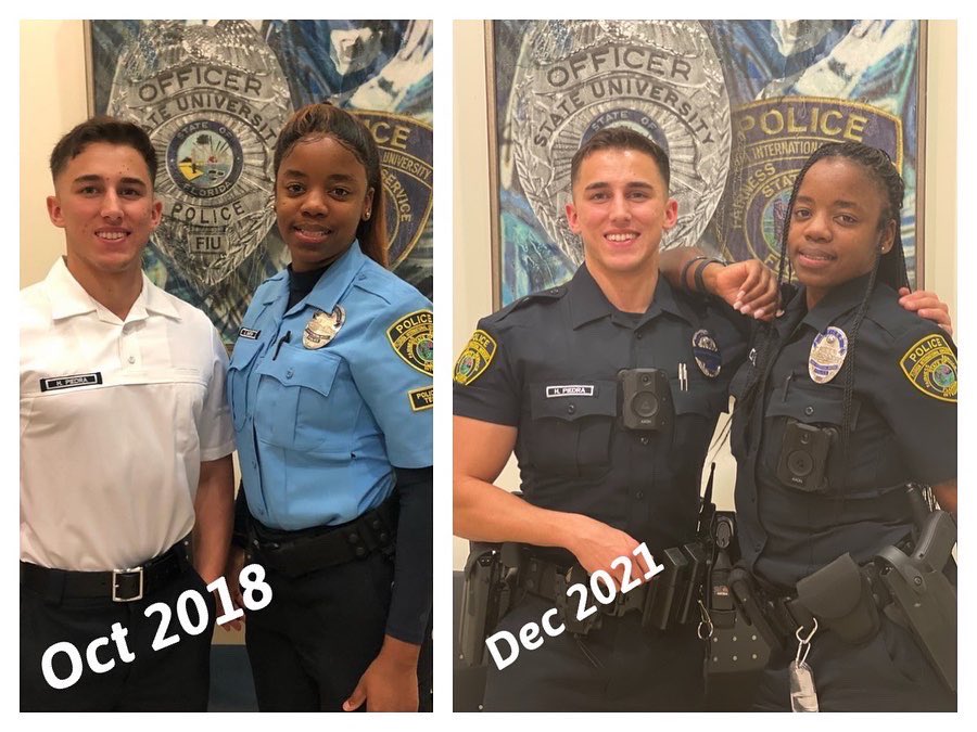 FIUPOLICE's tweet photo. #ThrowbackThursday .. 2018, we introduced them as PCO & PST now fast forward to today, they are the newest rookies that’s keeping your #FIU safe.. #DREAMBIG #TBT #policerookies #police #ladycop #thinblueline #fiupolice #newcops 👮🏻 👮🏾 https://t.co/O4cjh9erRO