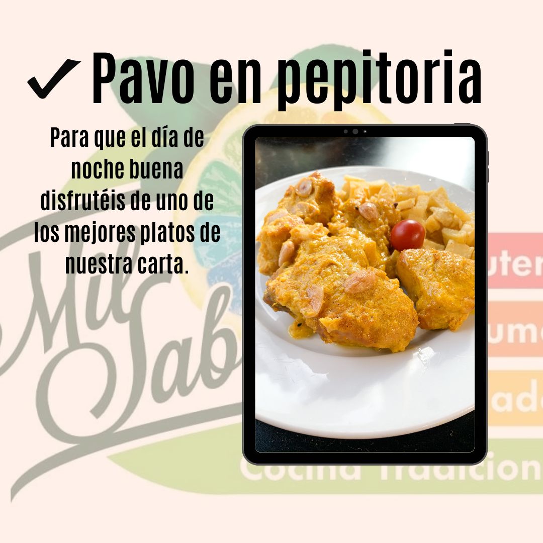 milsabores_frut's tweet photo. 🎉 Os dejamos una de las mejores propuestas en noche buena, pavo en pepitoria.

Podéis pedir a domicilio a través de nuestra app ⤵️

https://t.co/kmmC7PS0cJ

📲O también por la app ‘
@justeat_es y @glovo_es @ubereats https://t.co/BfVok0cooL