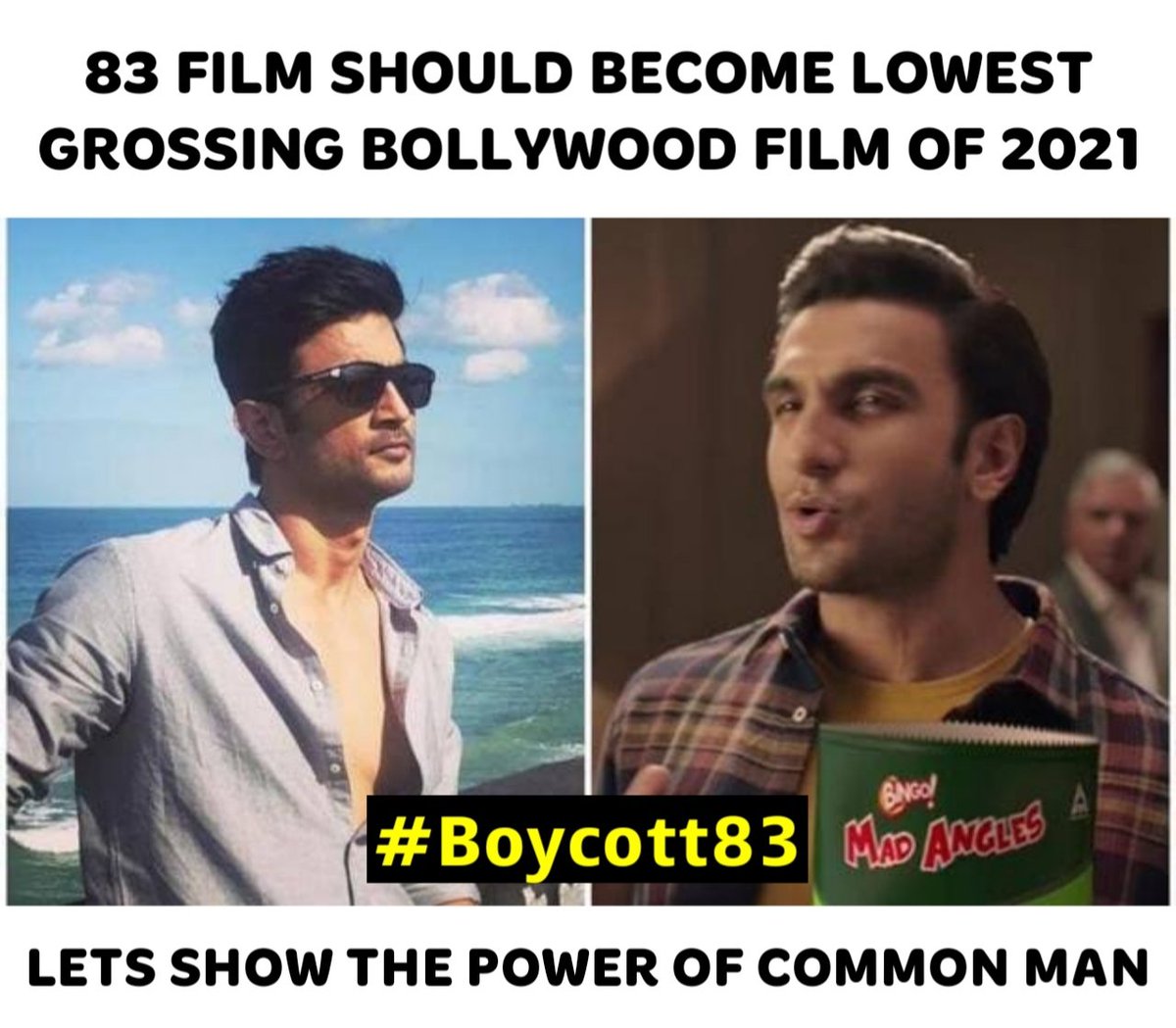 sushantify's tweet photo. Ranveer Singh has mocked Sushant multiple times. Please show our unity and make his film super duper flop.

SSR An Incredible Human Being
#Boycott83 https://t.co/unQegusOHB