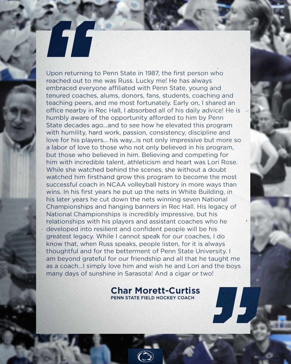PennStateFH's tweet photo. Coach Char's reflections on a coaching legend!
#weare #russrose https://t.co/cp1W97hcmT