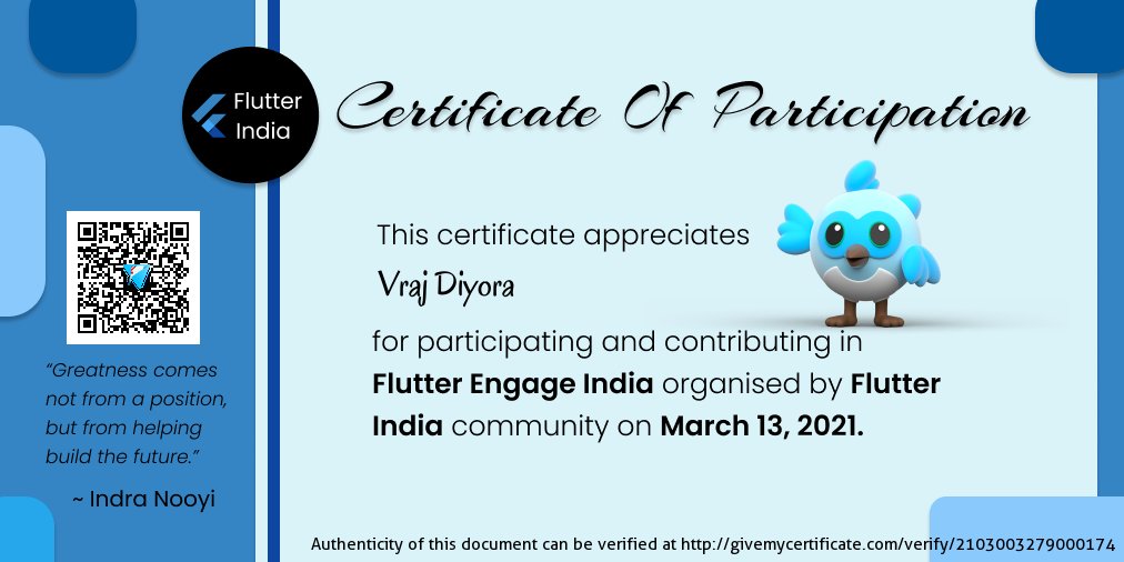 DiyoraVraj's tweet image. #flutter_india #flutterdev #flutterengage