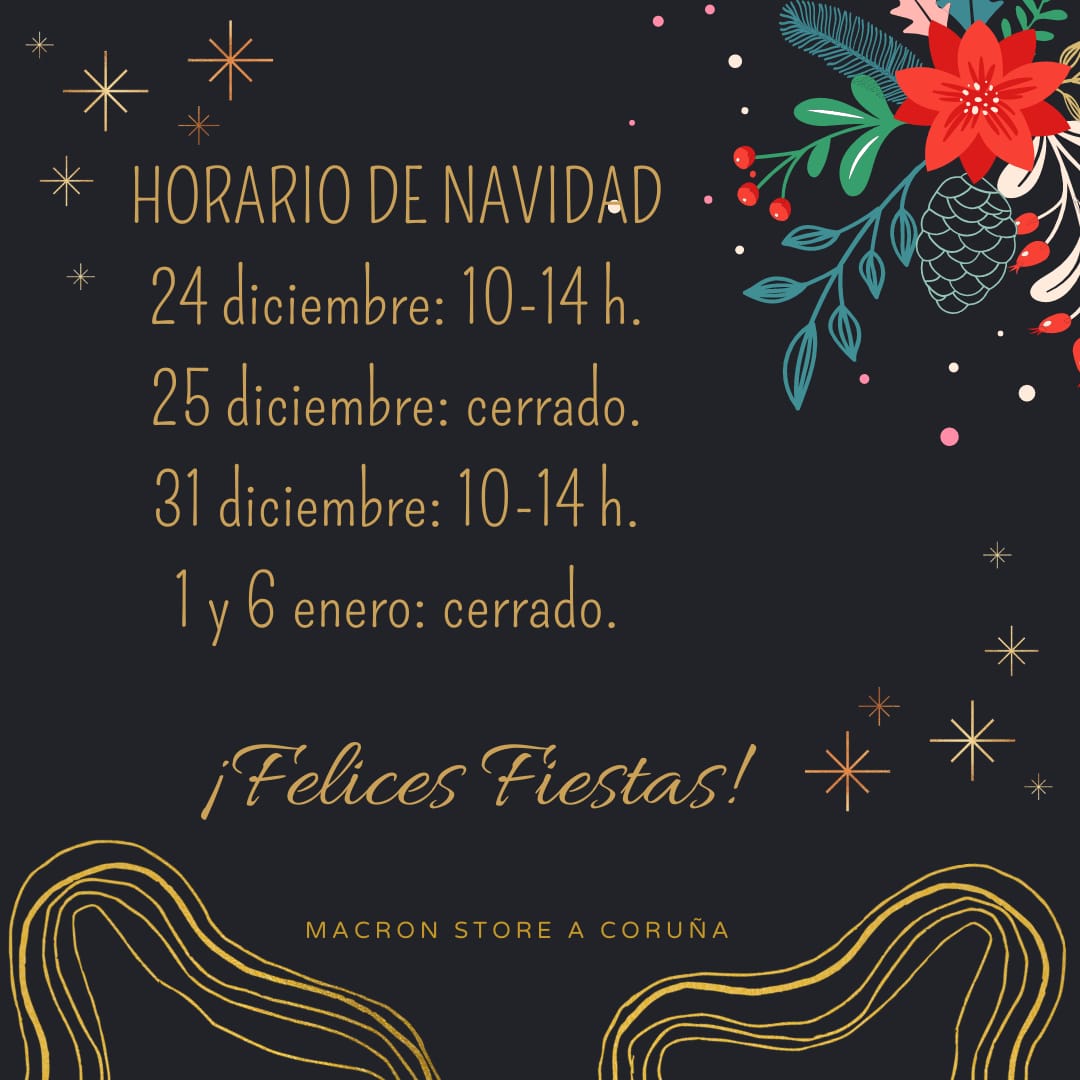 macron_acoruna's tweet photo. HORARIO DE NAVIDAD
Como cada año, os recordamos el horario para los próximos días de fiesta.
Queremos aprovechar la ocasión para desearos a tod@s unas muy felices fiestas y agradeceros una vez más vuestra confianza, vamos a por el cuarto aniversario y no podría ser sin vosotr@s! https://t.co/8pOMHxeKTq