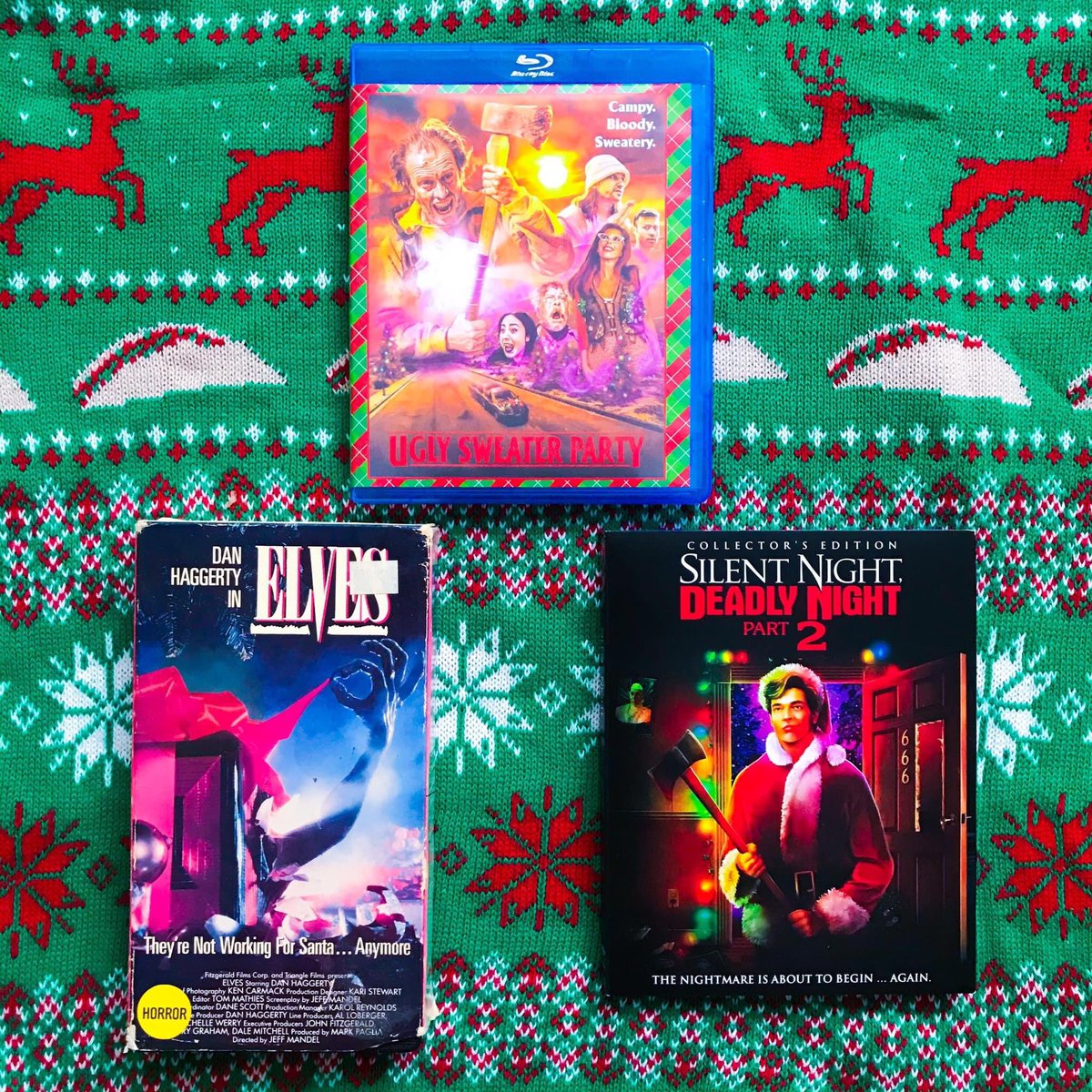 The brain-melting Holiday Horror triple feature that the world needs! I think #Elves is only available on VHS, but you can rent #UglySweaterParty right here! 👹 

amazon.com/Ugly-Sweater-P…
Starring <a href="/Felissa_Rose/">FelissaRose</a> <a href="/LAHorrorcom/">Hunter Johnson</a> <a href="/CChudabala/">Charles Chudabala</a> <a href="/bunnybperez/">Proud Mexicana Pérez</a> <a href="/kevinCaliberLA/">Kevin Caliber</a> <a href="/SeanWhalenActor/">Sean Whalen</a>