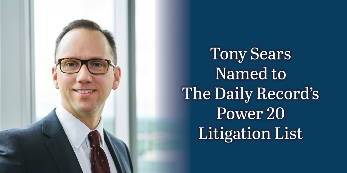 WGHRLaw's tweet photo. Congratulations @TonyRSears for being recognized in The Daily Record’s Power 20 Litigation List! 

https://t.co/2gUuFLCAZA https://t.co/CSGOwylmjs