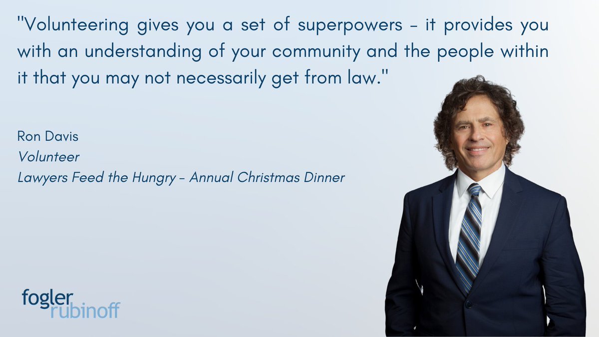 FoglerRubinoff's tweet photo. Ryan Wachtel sat down with @rondavislaw to hear about how volunteering with Lawyers Feed The Hungry had been one of Ron's most rewarding experiences – allowing him to help those in need, and spread some holiday cheer through music. https://https://t.co/ciLe9uLReL https://t.co/d0QhkowYOD