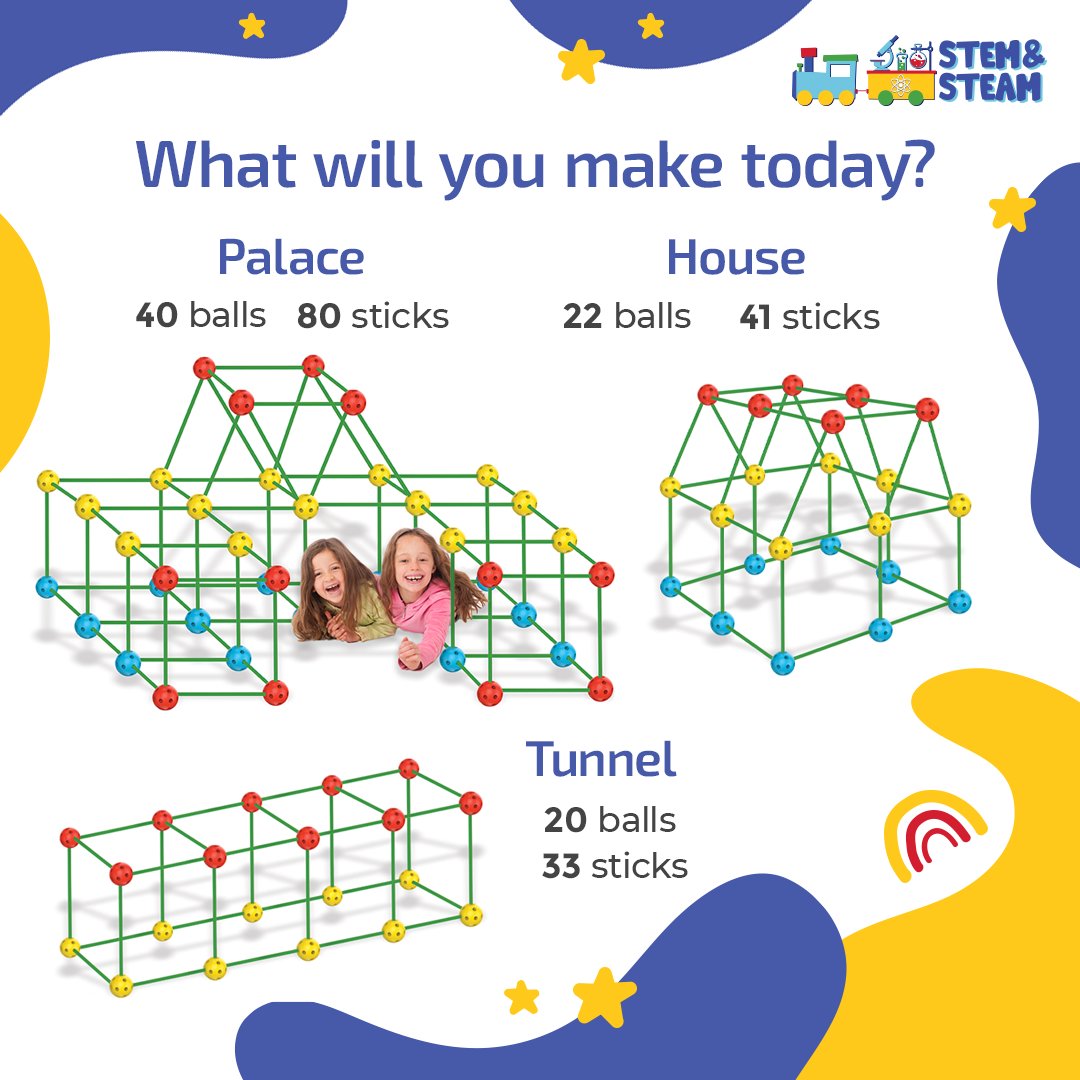 StemSteam's tweet photo. What will you build today? A stunning Palace, an adventurous Tunnel or your own House?

Have fun building and tag us in your photos #STEMandSTEAMforts

#fortbuilding #kidscreativity #buildingblock #buildingtoys #steamtoys #stemandsteam #stemsteam https://t.co/TEL62uXlZX