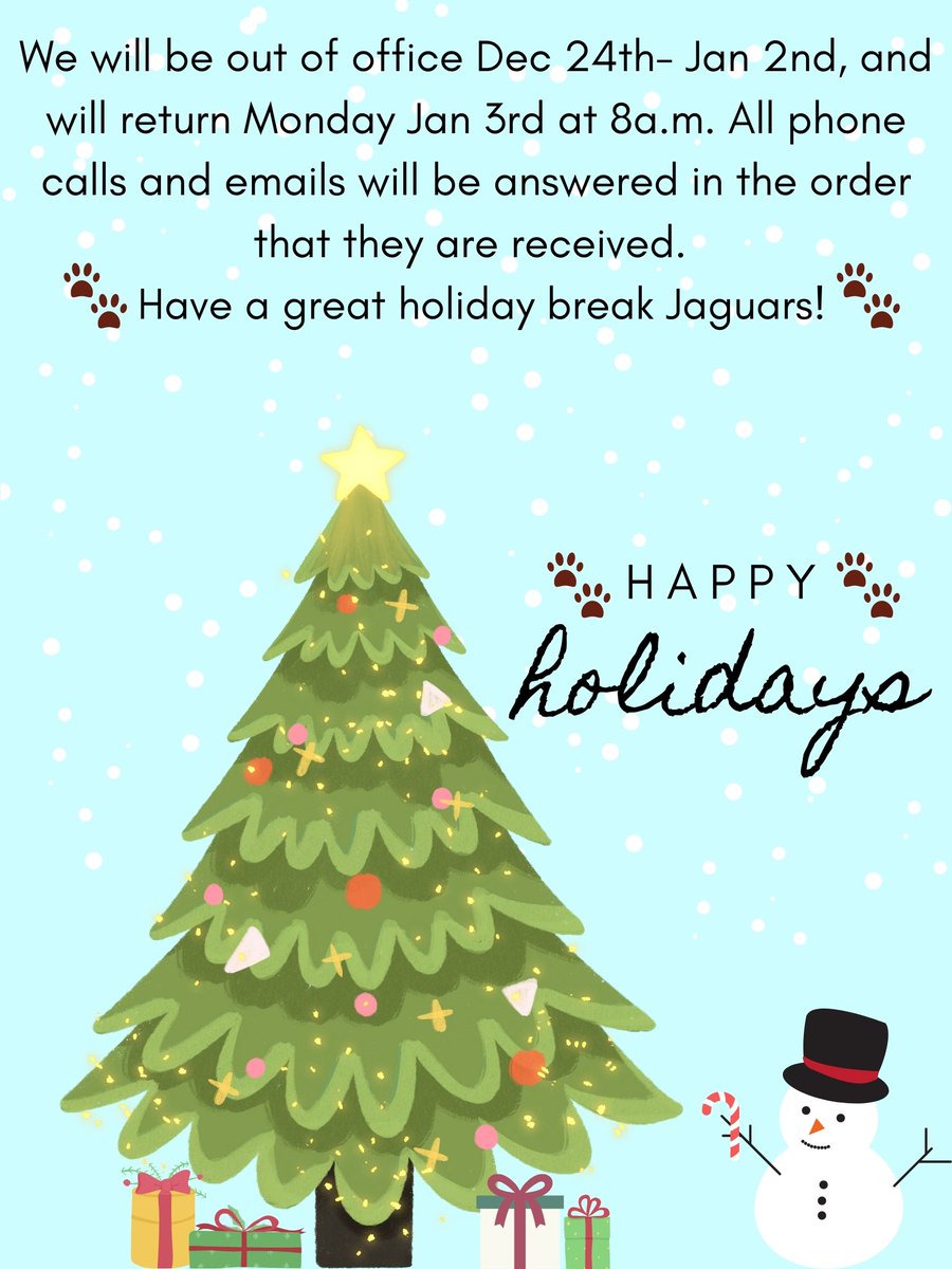 UHVFinancialAid's tweet photo. #UHVFinancialAid #UHV #UHVJaguars #WinterBreak #HappyHolidays https://t.co/Hu59DEE4E9