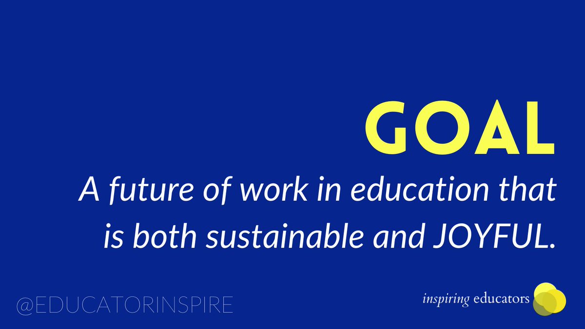EducatorInspire's tweet photo. If the goal is a future of work in education that is both sustainable and JOYFUL, how do we get there? If the vision is healthy, empowered, happy educators, what's it going to take?
Teachers, staff, admin, families, community members, students, #edutwitter... weigh in. https://t.co/hLTePXLpQh