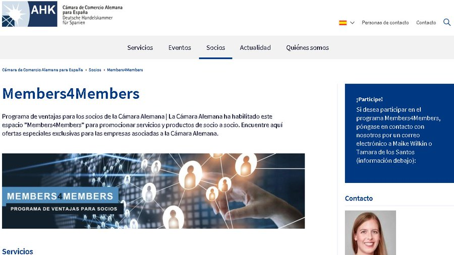 AHK_es's tweet photo. 📢Si eres socio de la Cámara Alemana, no te puedes perder las ventajas de nuestra plataforma #Members4Members

🔎¡Accede ya a los descuentos especiales en productos y servicios ofrecidos por los socios de la Cámara Alemana !
👉https://t.co/rewtaKEHM5 https://t.co/tx2aelTjby