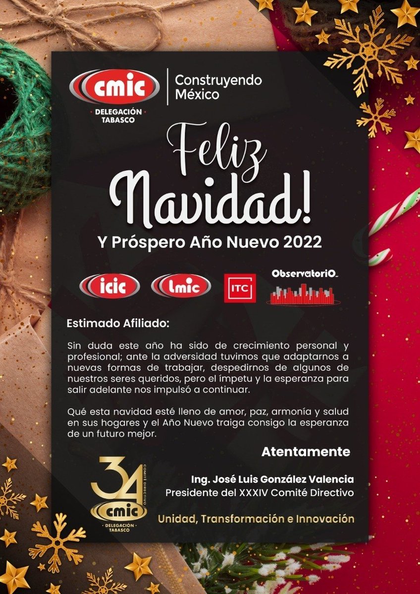 CMIC_Tabasco's tweet photo. Sin duda este año ha sido de crecimiento personal y profesional; ante la adversidad tuvimos que adaptarnos a nuevas formas de trabajar, despedirnos de algunos de nuestros seres queridos, pero el ímpetu y la esperanza para salir adelante nos impulsó a continuar. https://t.co/SW4cryYL77