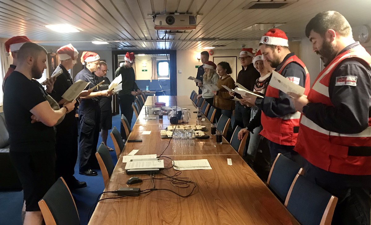 HMSScottRN's tweet photo. Christmas carol service. Mince pies and mulled wine. Colleagues and friends. Deployed this Christmas.👇

#GreatScott #GreatSailors https://t.co/YgsguBnLN1