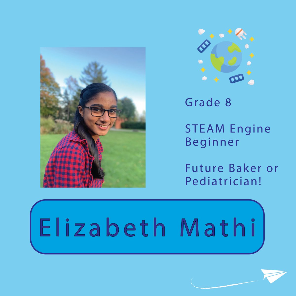 Mathstronauts's tweet photo. STEAM ENGINE SPOTLIGHT ✨Meet Elizabeth Mathi!
"It wasn’t just the aspect of learning that I enjoyed, but the team put their effort to make it fun for students, and if you have fun while learning, then I would consider that mission accomplished." 🙌 #Mathstronauts #STEM https://t.co/lIfKwwzJw7
