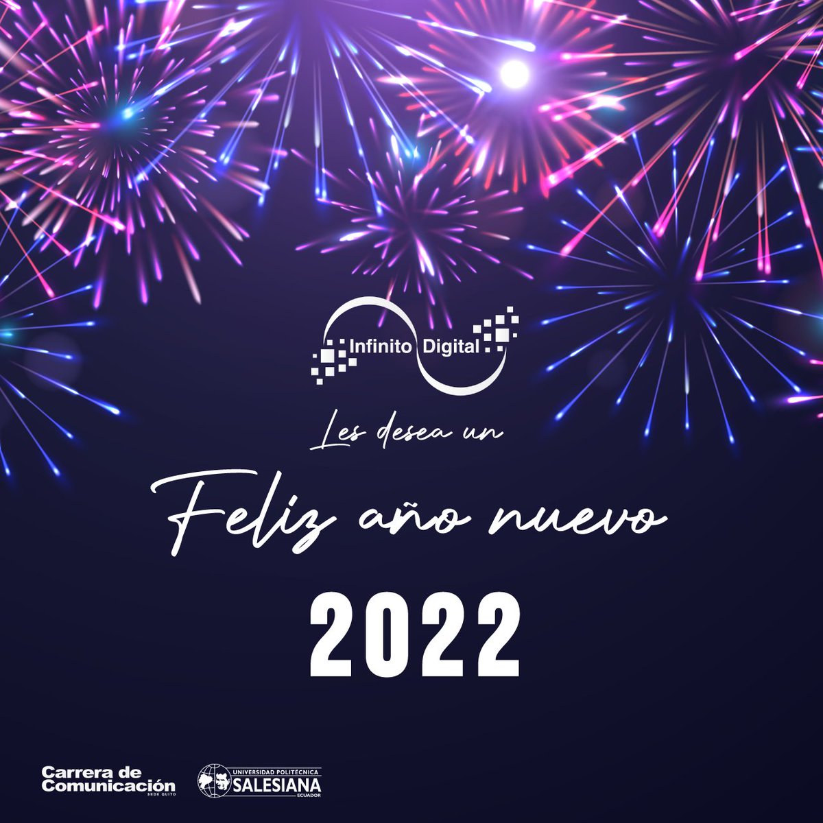 InDi_UPS's tweet photo. El año 2021 estuvo lleno de pruebas y aprendizajes que nos hicieron crecer, desde #InfinitoDigital y la Carrera de Comunicación UPS-Q les deseamos éxitos en el año 2022.
#FelizAñoNuevo https://t.co/wkC0E4jyX0