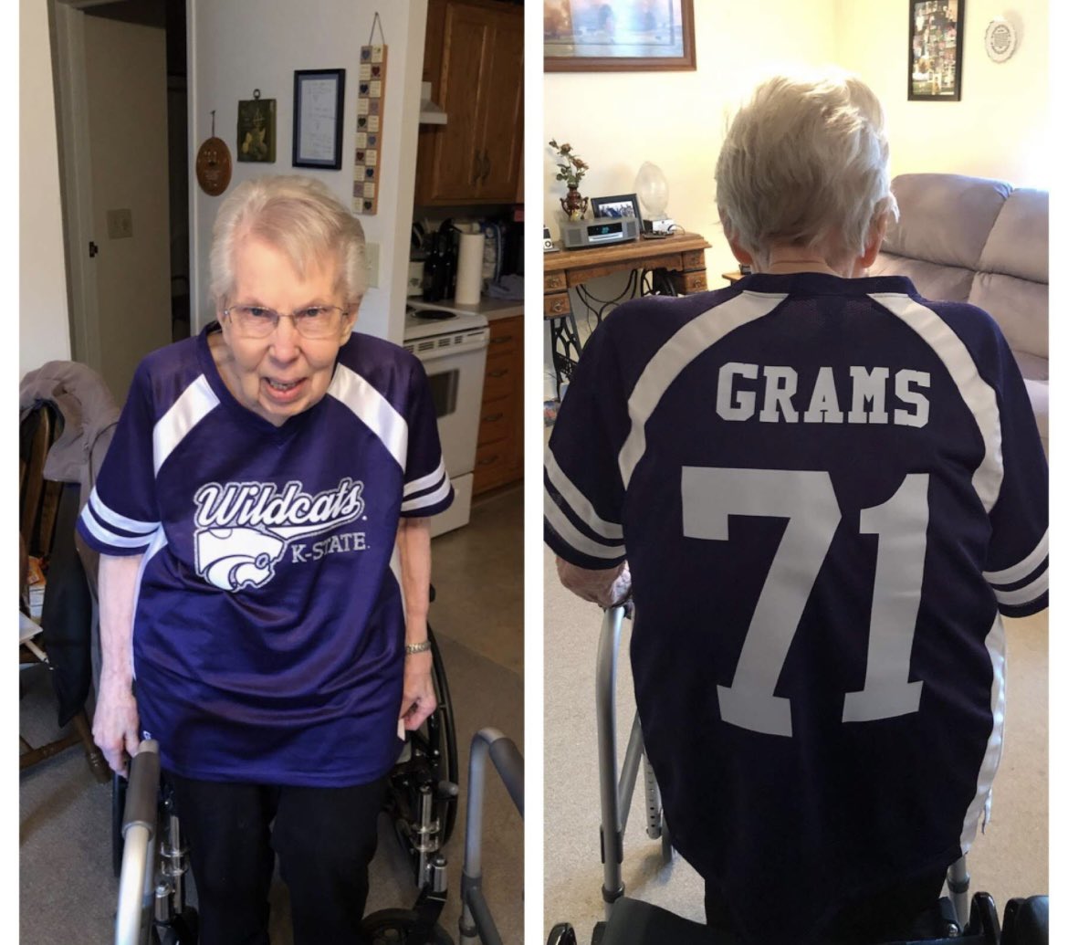 Dalton_Risner66's tweet photo. From our first date at meadowlark, to the pizza and coors light on Wednesday nights, to our long distance phone calls when I left @KStateFB, you were a bright light in my life. May god bless you Grams, I’ll wear your name on my sleeve forever! 💜💜💜 P.S ~ I love you https://t.co/ZLCmJdJG8o