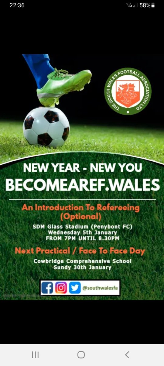 Wonder how many critics will do this 

With the new year fast approaching comes those new years resolutions we all make. Why not make one of those resolutions to
becomearef.wales

Why not sign up to our introduction event (optional) at 
eventbrite.co.uk/e/an-introduct…