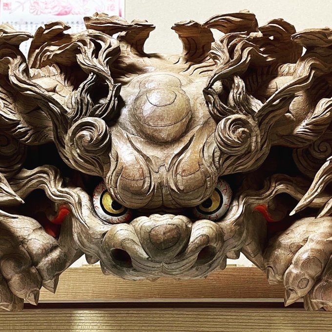 彫刻家　山本力吉作　木彫　ひな鶴　置物　共箱　M　R3626B 彫刻家 山本力吉作 木彫 ひな鶴 置物 共箱 M R3626B